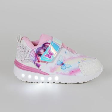 Imagem de Tênis Infantil Mini Pé Fadinha Com Led Mp2539c Branco, Branco, Rosa bb