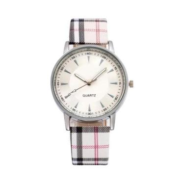 Imagem de Relógio Casual Feminino Vintage Com Pulseira De Couro Xadrez, Relógio 