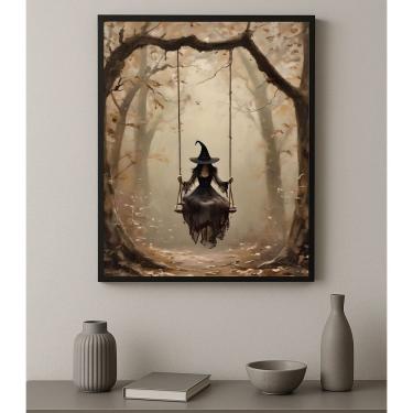 Imagem de Quadro Decorativo Fotografia Bruxa No Balanço 45x34cm