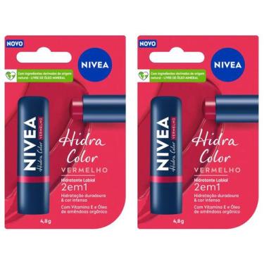 Imagem de Hidratante Labial Nivea Hidra Color 2 em 1 - 4,8g 2 Unidades