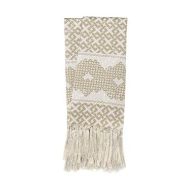 Imagem de Manta Rústica para Sofá Celta Bege e Branco