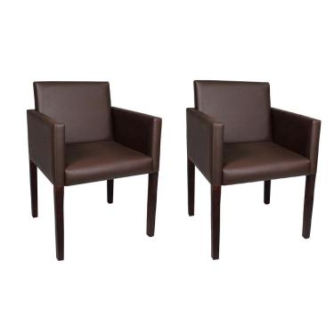 Imagem de Kit 2 Poltronas Nina Executiva Tecido Sintético Marrom Rud House