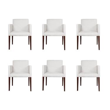 Imagem de Kit 6 Poltronas Nina Executiva Escritório Sala De Recepção Couro Sintético Branco Rud House