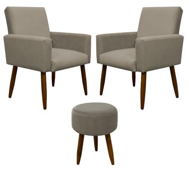 Imagem de Kit 2 Poltronas E Puff Sala E Quarto Nina Suede Cor Café Herrero