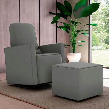 Imagem de Poltrona Para Amamentação Com Puff León Reclinável Suede Cinza Casah