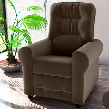 Imagem de Poltrona Reclinável Thalia Descanso Veludo Marrom Casa H