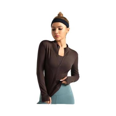 Imagem de Jaqueta De Yoga Feminina De Cintura Alta Sem Costura Com Tecnologia De