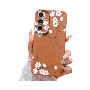 Imagem de Capa De Couro Com Estampa Floral Para Samsung Galaxy S26 S25 S24 S23 S