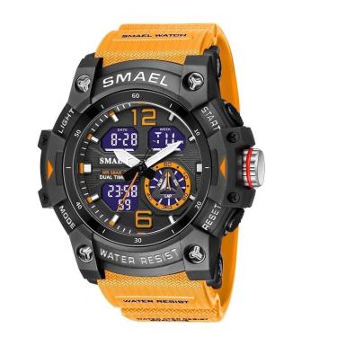 Imagem de Relógio Masculino Esportivo 5ATM Smael AnaDigi 8007 Laranja e Preto-Masculino
