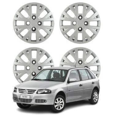 Imagem de Jogo Calota Aro 13 VW Gol Fixação por Parafuso Cubo Alto Prata - Grid 
