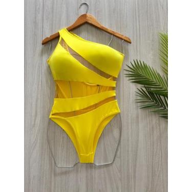 Imagem de Maiô Nula Manga 3 Cores com Tule Feminino Degradê e Liso Poliamida Alt