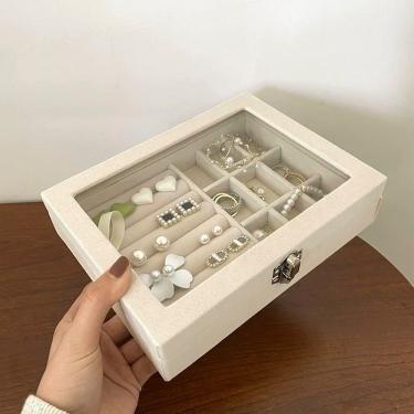 Imagem de Porta Joias Cx2020-1-W4 para Organização com 3 Camadas e Grande Capacidade Bege OEM