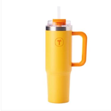 Imagem de Copo Térmico Big T para Bebidas Quentes e Frias em Aço Inoxidável 304 com Canudo Removí...