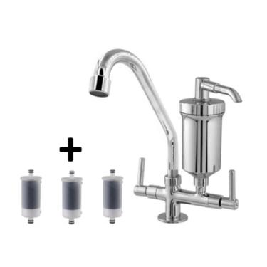 Imagem de Torneira com Filtro Bica Móvel 1-4 de Volta para Bancada e Mesa em Plástico ABS com Refis Inox OEM