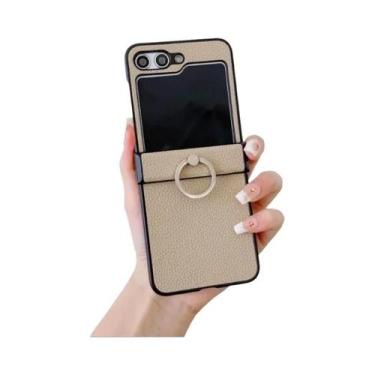 Imagem de Capa De Couro Com Estampa De Lichia Para Samsung Galaxy Z Flip 7 6 5 4