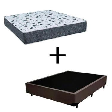 Imagem de Cama Box Casal 138 Tecido Marrom Com Colchão Alegro D28 Bello Box Cinz