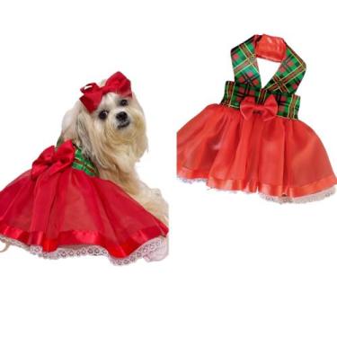Imagem de Vestido Pet Natal Para Cães E Gatos Luxo Roupa De Cachorro GLAMOUR DE 