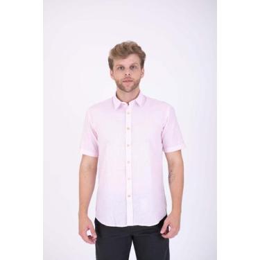 Imagem de Camisa Masculina Linho Manga Curta - JR, Rosa, 5