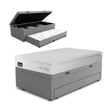 Imagem de Conjunto Base Box Baú Solteiro Prince com Cama Auxiliar e Colchão Hell