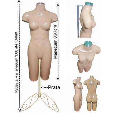 Imagem de Manequim feminino (meio corpo definido n.38) bege com tampa prata + pe