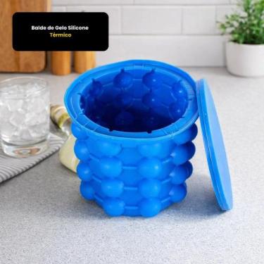 Imagem de Balde Forma de Gelo Térmico Silicone Com Tampa Hermética Portátil KIT: