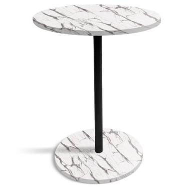 Imagem de Mesa de Canto Lateral Alta Redonda para Sala Albany - Preta Vulcano - 