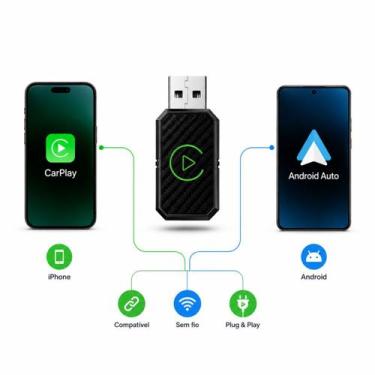 Imagem de CarPlay Android Auto Sem Fio Adaptador USB-A com USB-C - Conversor Car
