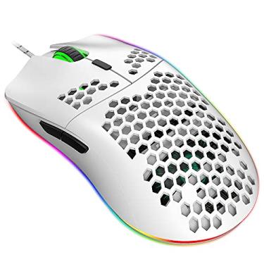 Imagem de J900 USB Wired Gaming Mouse RGB Gaming Mouse com Seis DPI Ajustáveis Design Ergonômico para Desktop Laptop White