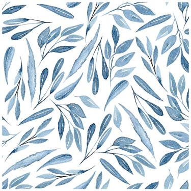 Imagem de HAOKHOME Papel de parede azul para contato autoadesivo de vinil removível folhas Boho 45 x 300 cm