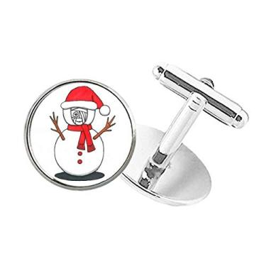 Imagem de DIYthinker Abotoaduras de Natal, boneco de neve, hórus, galho, botão redondo, clipe