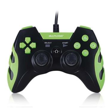 Imagem de Controle Gamer Com Fio Ps3/Pc Preto/Verde Multilaser - Js091