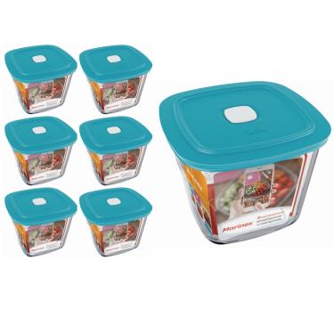 Imagem de Pote Vidro Quadrado Alto Facilita  Com Tampa 1L Marinex 6Un