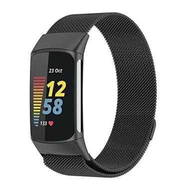 Imagem de Pulseira Magnetica-Milanese compativel com Fitbit Charge 5 - Marca LTIMPORTS (Preto)