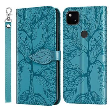 Imagem de For Google Pixel 4a Life of Tree Embossing Pattern Horizontal Flip Leather Case with Holder & Card Slot & Wallet & Photo Frame & Lanyard