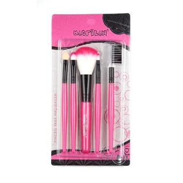 Imagem de Kit Kp3-1 com 5 Pincéis Para Maquiagem - Rosa Claro, Macrilan