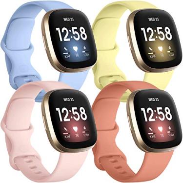 Imagem de Getino Compatível com Fitbit Sense 2/Sense Bands/Versa 4/Versa 3 pulseiras femininas masculinas, acessórios esportivos de silicone, pulseira para Fitbit Sense/Sense 2/Versa 4/Versa