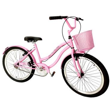 Imagem de Bicicleta aro 26 feminina retrô beach sem marcha com cesta