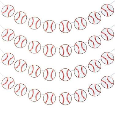 Imagem de 4 peças de papel de beisebol para decoração de festa de tema esportivo, chá de bebê, acessório para foto de aniversário
