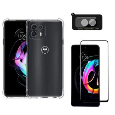 Imagem de Capa Capinha Compatível Com Moto Edge 20 Lite 128GB 6GB RAM, Película de Vidro Temperado 3D e Proteção da Lente - (Hard Glass Store)