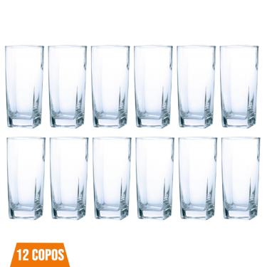 Imagem de Conjunto Com 12 Copos Vidro Bali Quadrado 320ml Transparente