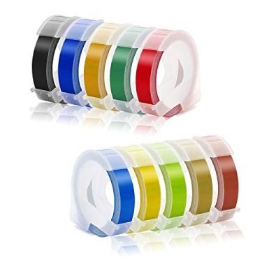 Imagem de Etiqueta de gravação em relevo compatível com etiquetas Dymo em relevo, 3/8" x 9,8" colorido organizador de plástico 3D Xpress Fita compatível com Dymo Embossing Office Mate II e etiquetas antigas, Multi-color, 3/8'' x 9.8'