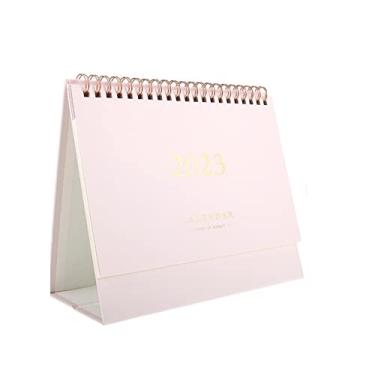 Imagem de Calendário de mesa 2023 mesa pequena planejador mensal mesa escritório mini mesa agenda decoração diária (Bege)