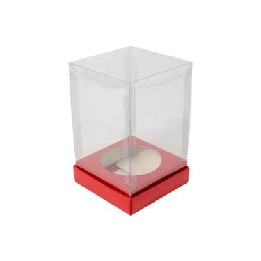 Imagem de Caixa Transparente Para Mini Panetone Vermelho 16X10cm 1Und - Ideia Em