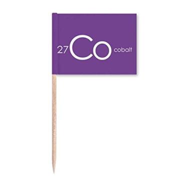 Imagem de Elementos Químicos Mesa de Período Metais de Transição Cobalt Co Bandeiras de Palito de Dente Marcador Topper Decoração de Festa