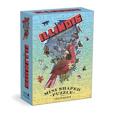 Imagem de Mudpuppy Press Illinois Mini Shaped Puzzle 100 Peças, Cartolina, Ilustrado, Intermediário, Adulto