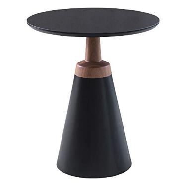 Imagem de Mesa Lateral Decorativa Para Sala de Estar Mandrágora 50x50 Redonda Preta- Gran Belo