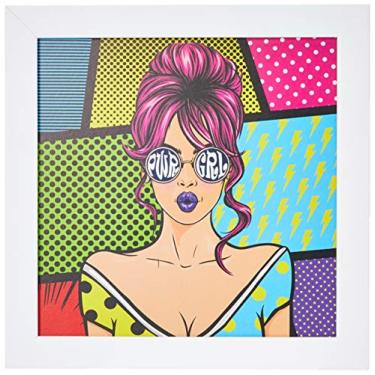 Imagem de Arte Maníacos Quadro Decorativo PWR GRL Pop Art - 46x32,5cm (Moldura em laca branca)