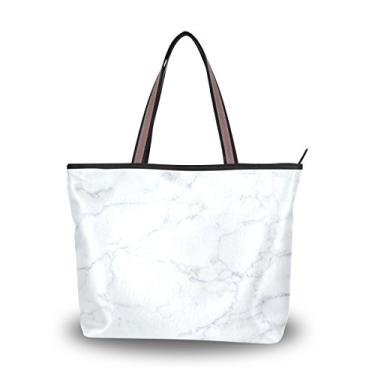 Imagem de ColourLife Bolsa de ombro de mármore branco natural com alça superior para mulheres, Colorido., Medium
