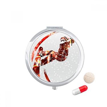 Imagem de Bolsa de comprimidos esportiva para skate em aquarela, esqui, ilustração, bolso para medicamentos, caixa de armazenamento