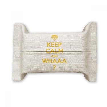 Imagem de Bolsa de linho de algodão com citação Keep Calm and Whaaa amarela para lenços faciais